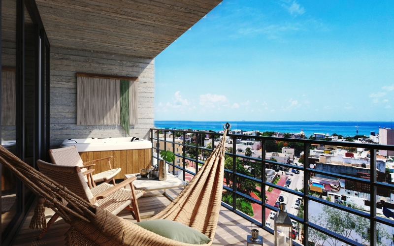 Condo with jacuzzi, ocean view amenities, for sale Downtown, Playa del Carmen