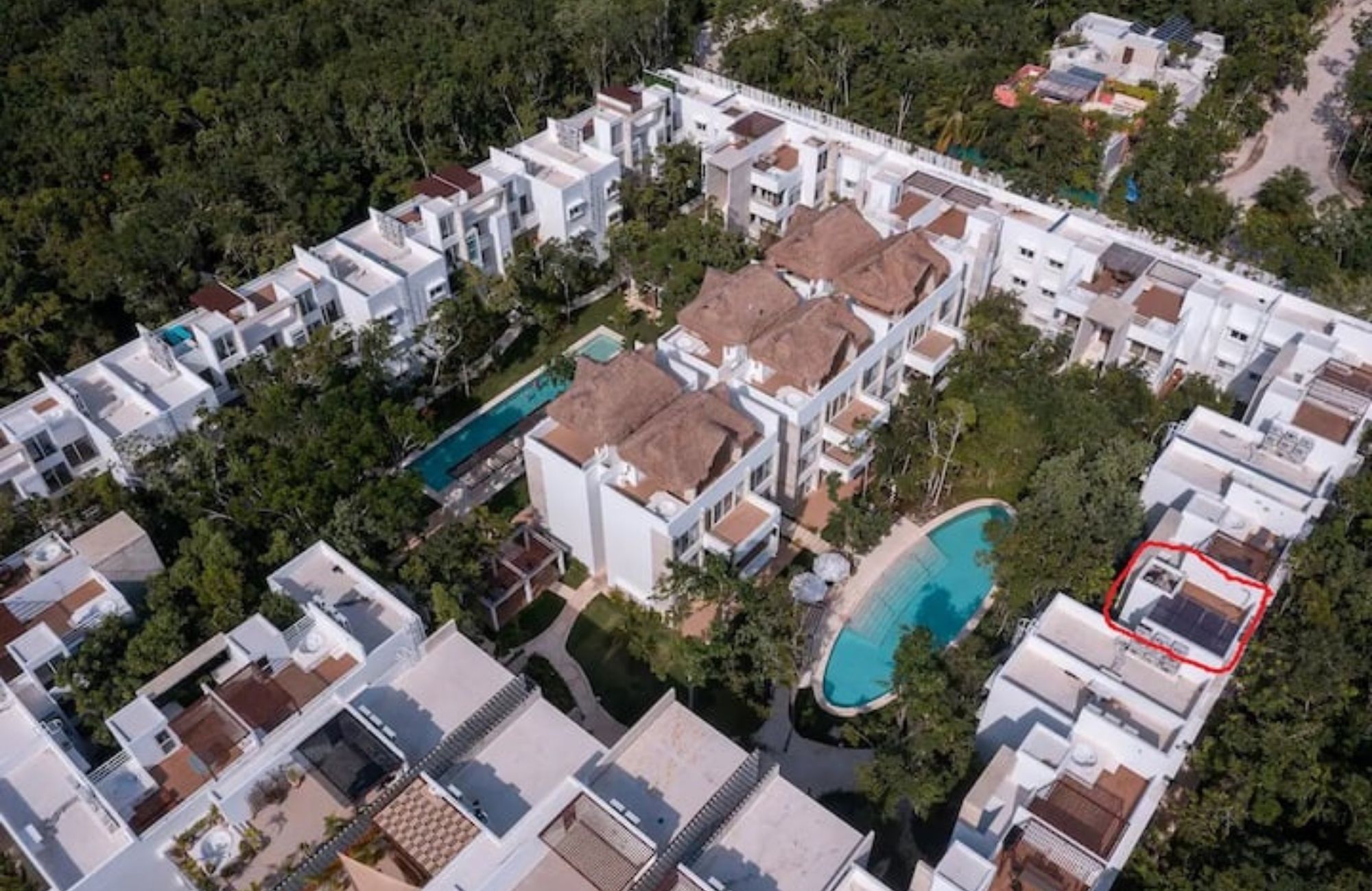 1 bedroom Penthouse with art walk, Boho style commercial area, green areas, 5 star hotel services in Tulum, sale.