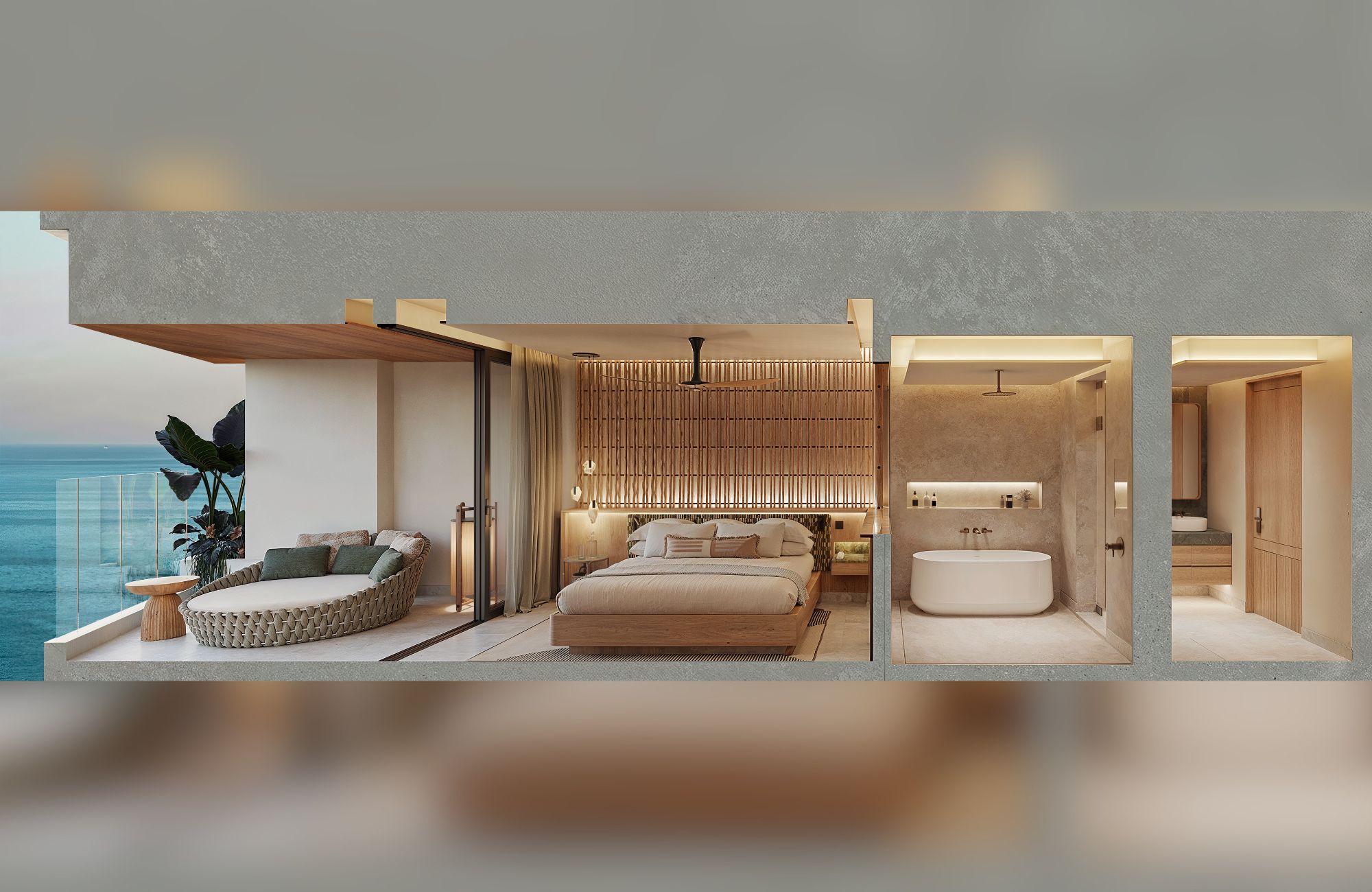 2 bedroom condo, near the sea, lock off system, sky pool, coworking, pre-construction, for sale Tankah, Tulum.