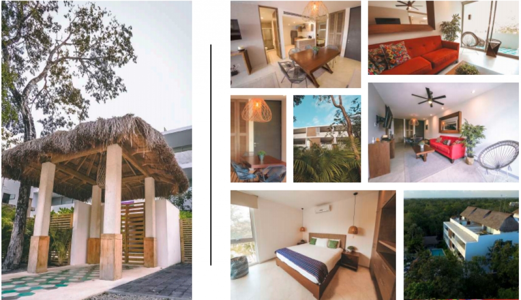 Condo with common areas surrounded by nature, near the beach in Tulum, for sale.