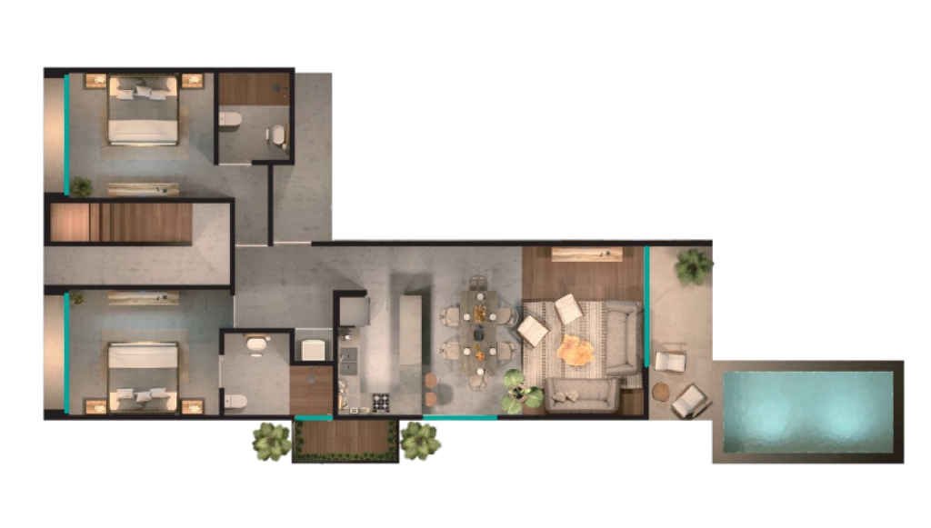 Condo with common areas surrounded by nature, near the beach in Tulum, for sale.