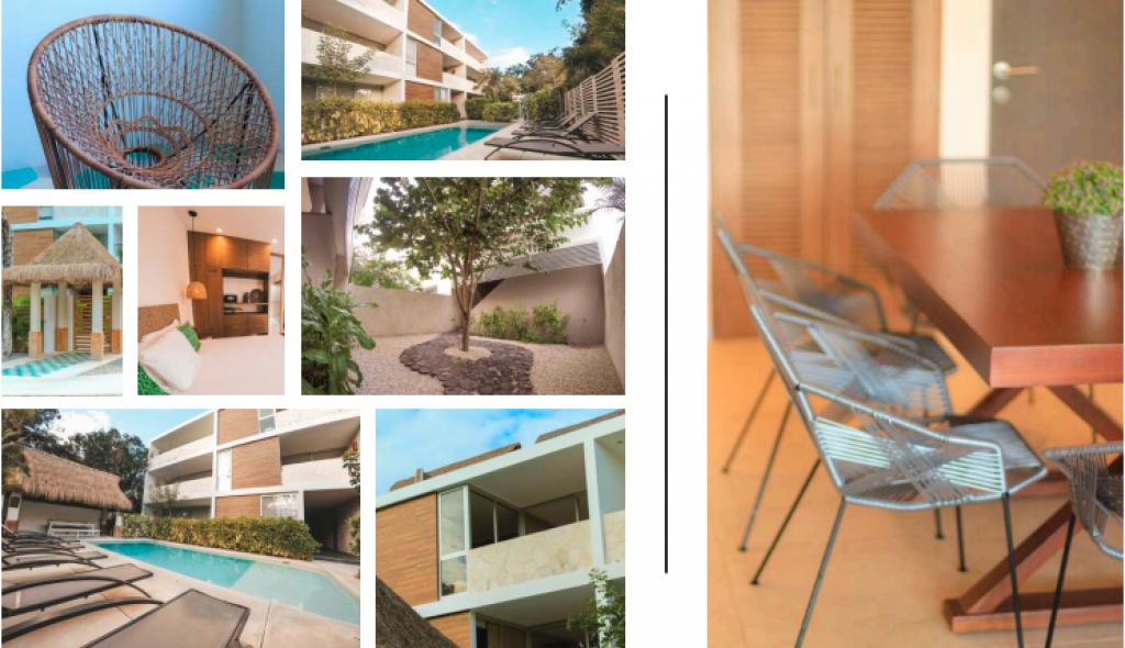 Condo with common areas surrounded by nature, near the beach in Tulum, for sale.