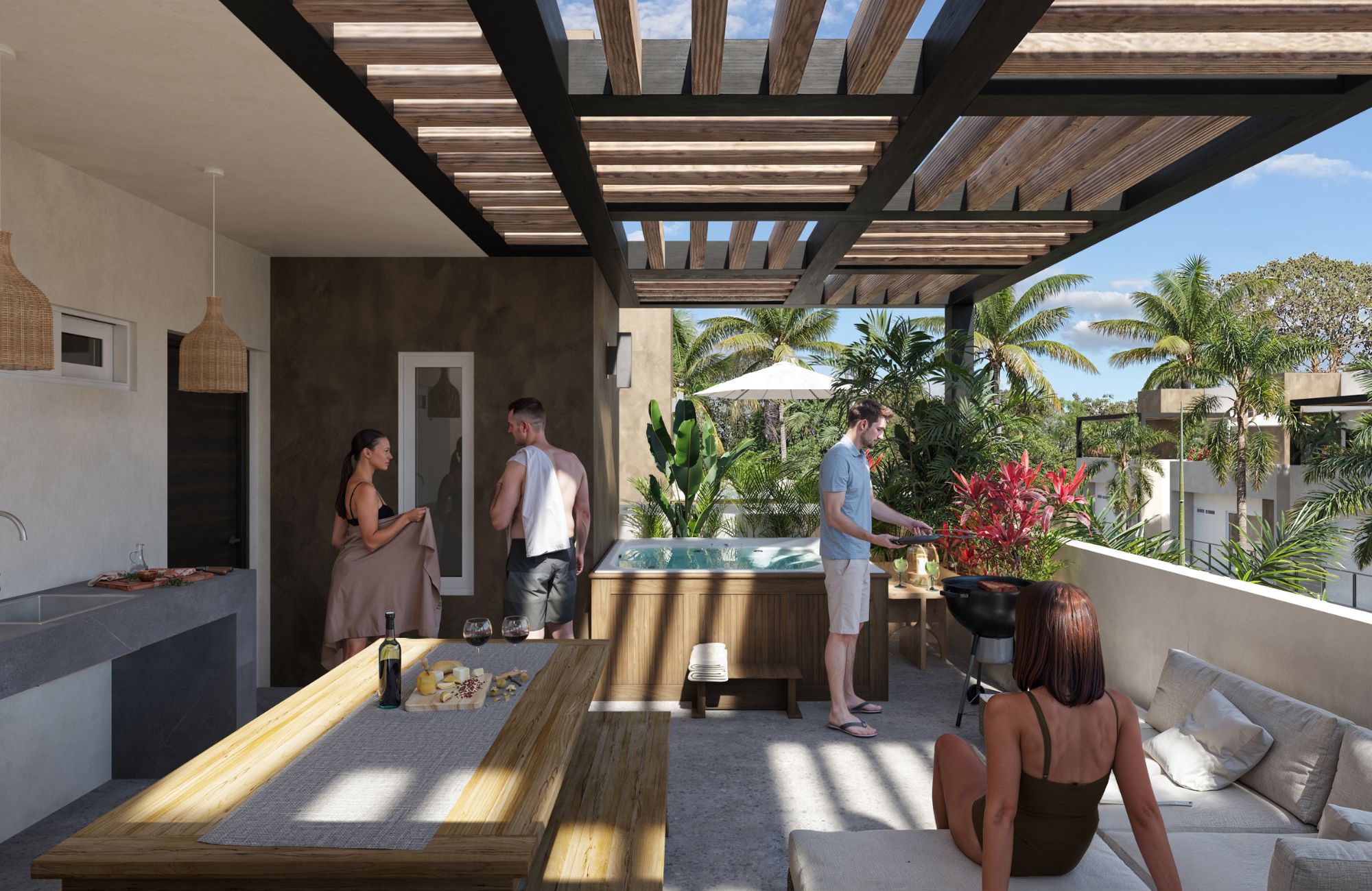 House with balcony, common pool, Pre-Construction, Selvanova, Playa del Carmen