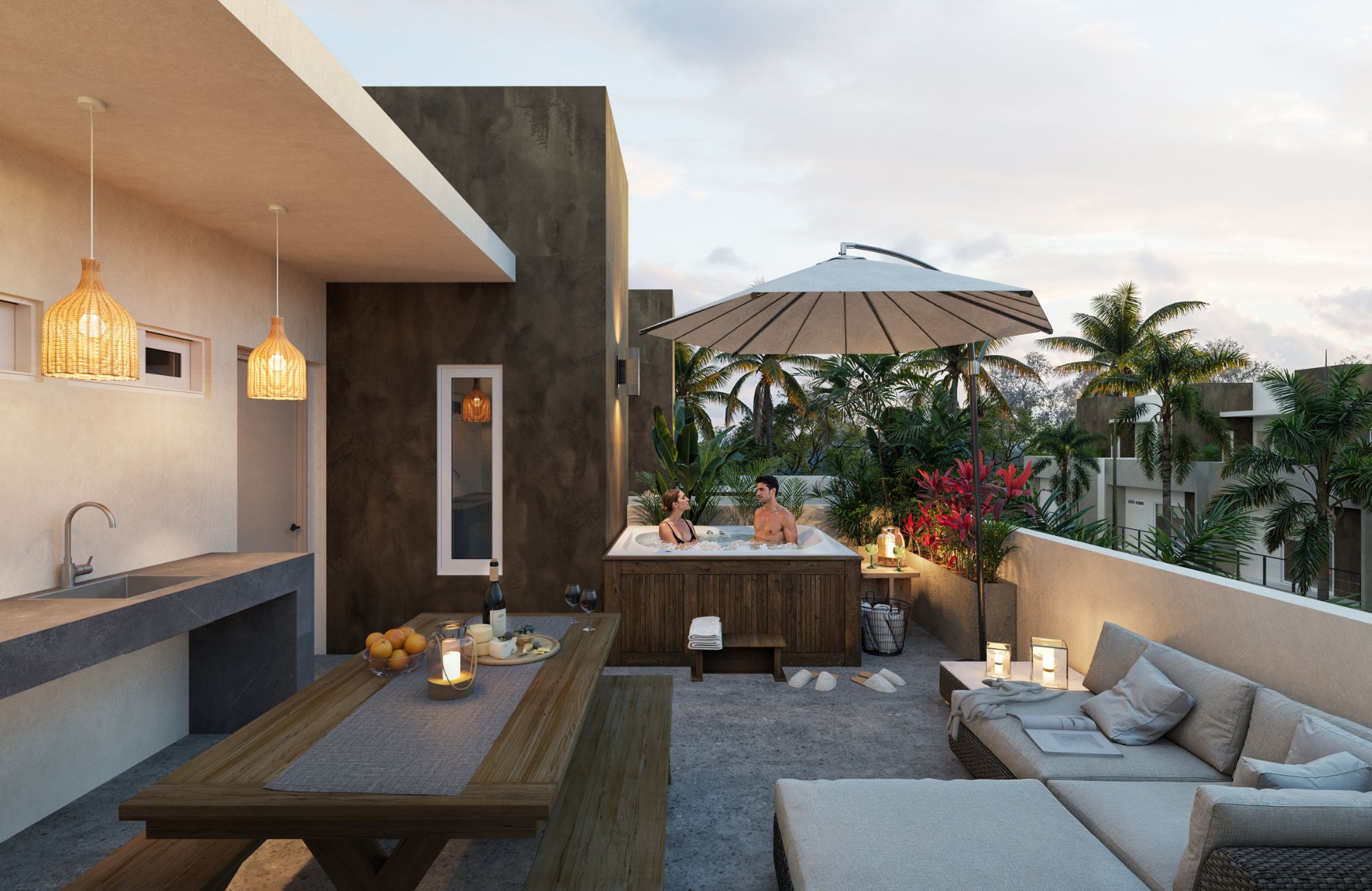 House with balcony, common pool, Pre-Construction, Selvanova, Playa del Carmen