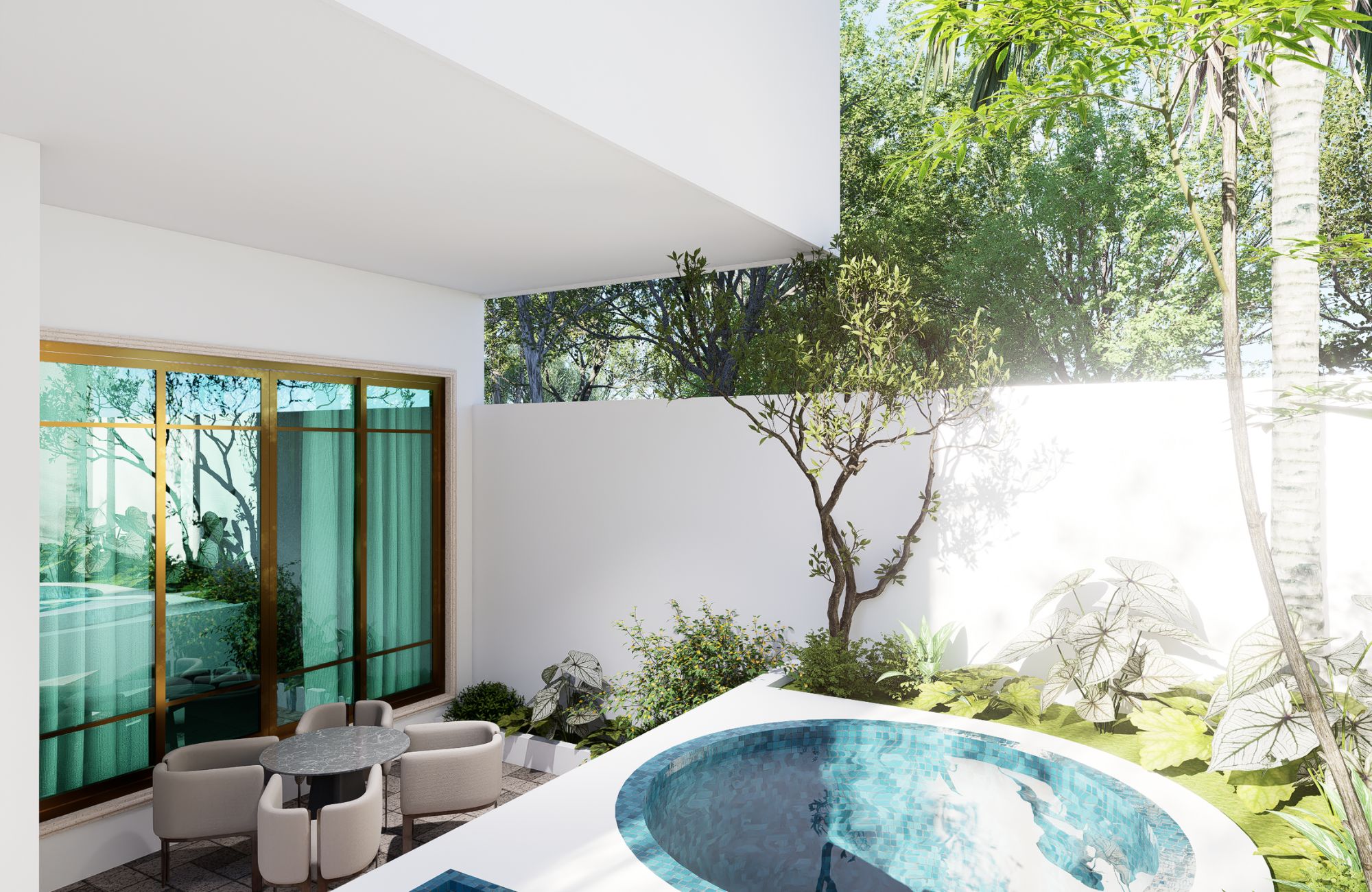 3 bedroom house in Playacar, pool with swimming lane, wading pool, terrace overlooking the pool, for sale, Playa del Carmen.