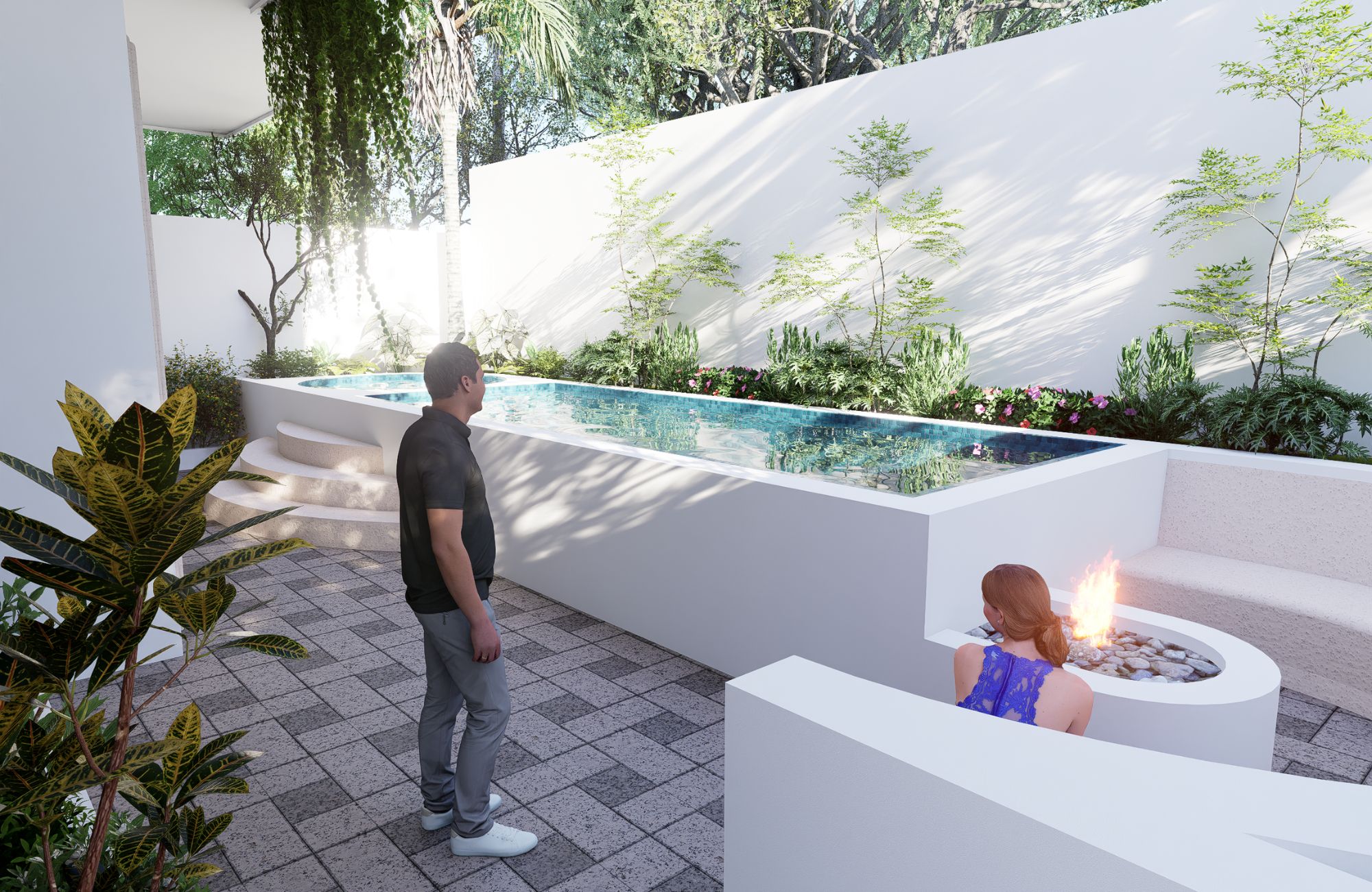 3 bedroom house in Playacar, pool with swimming lane, wading pool, terrace overlooking the pool, for sale, Playa del Carmen.