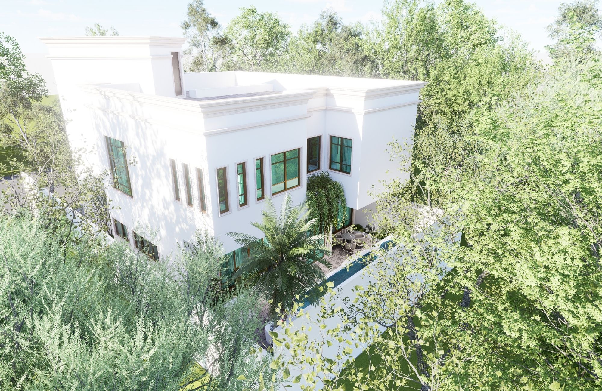 3 bedroom house in Playacar, pool with swimming lane, wading pool, terrace overlooking the pool, for sale, Playa del Carmen.