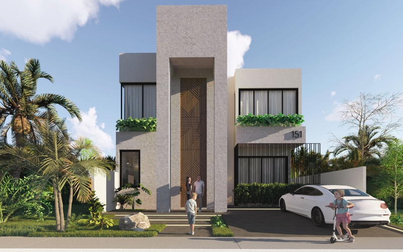 Residence with double-height lobby, clubhouse with swimming pool, sports courts, and more  for sale.