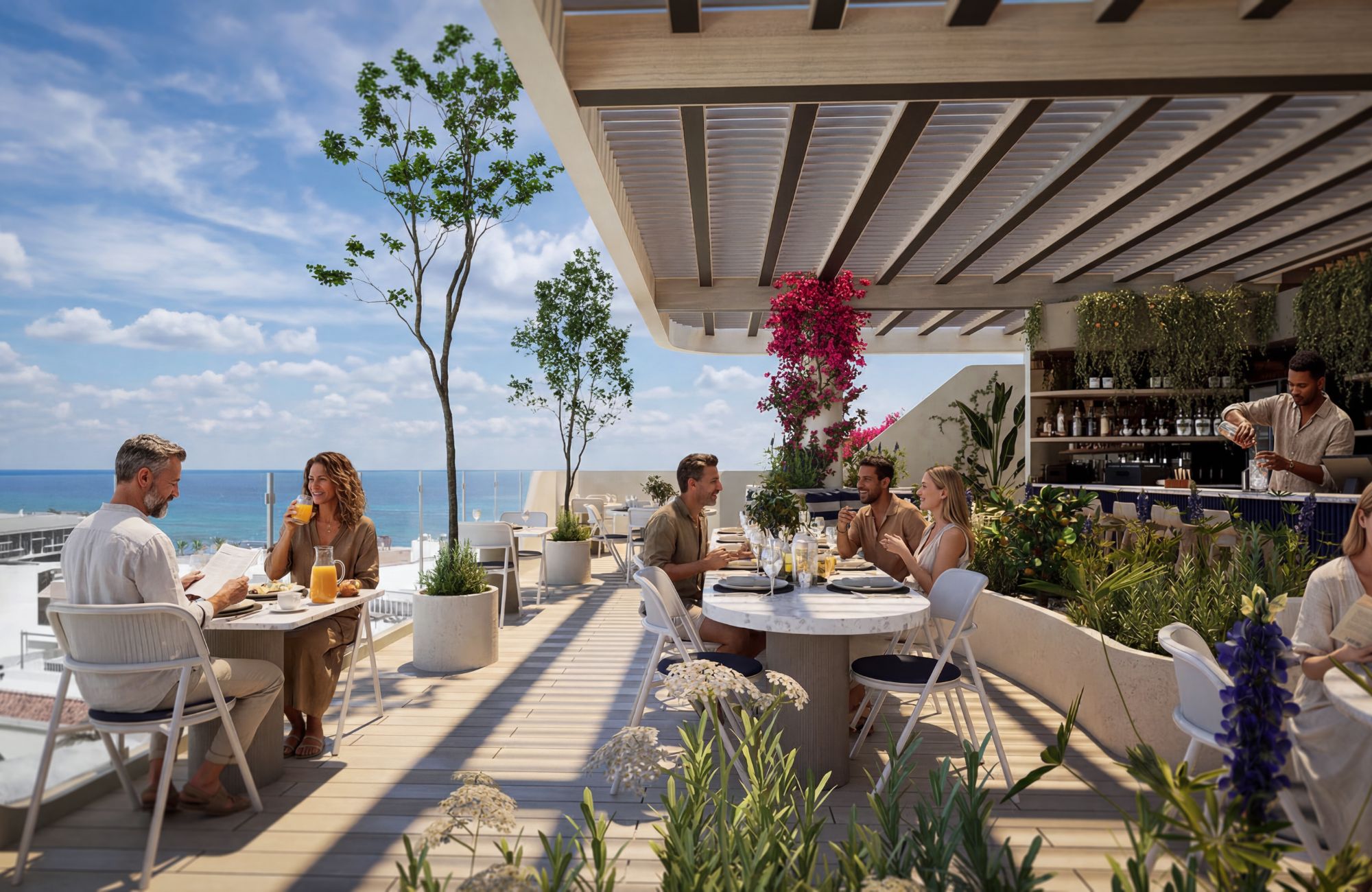 Luxury condominium one block from the beach , rooftop terrace with oceanview