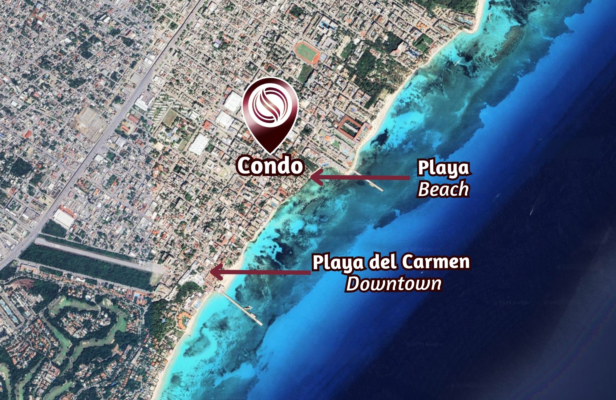 Departamento con terraza, vista al campo de golf, en venta Playa del Carmen.