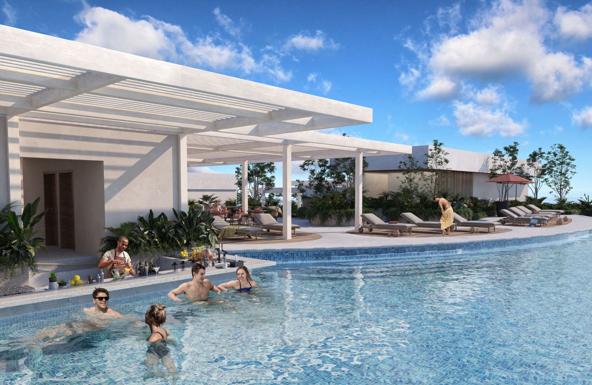 Departamento con terraza, vista al campo de golf, en venta Playa del Carmen.
