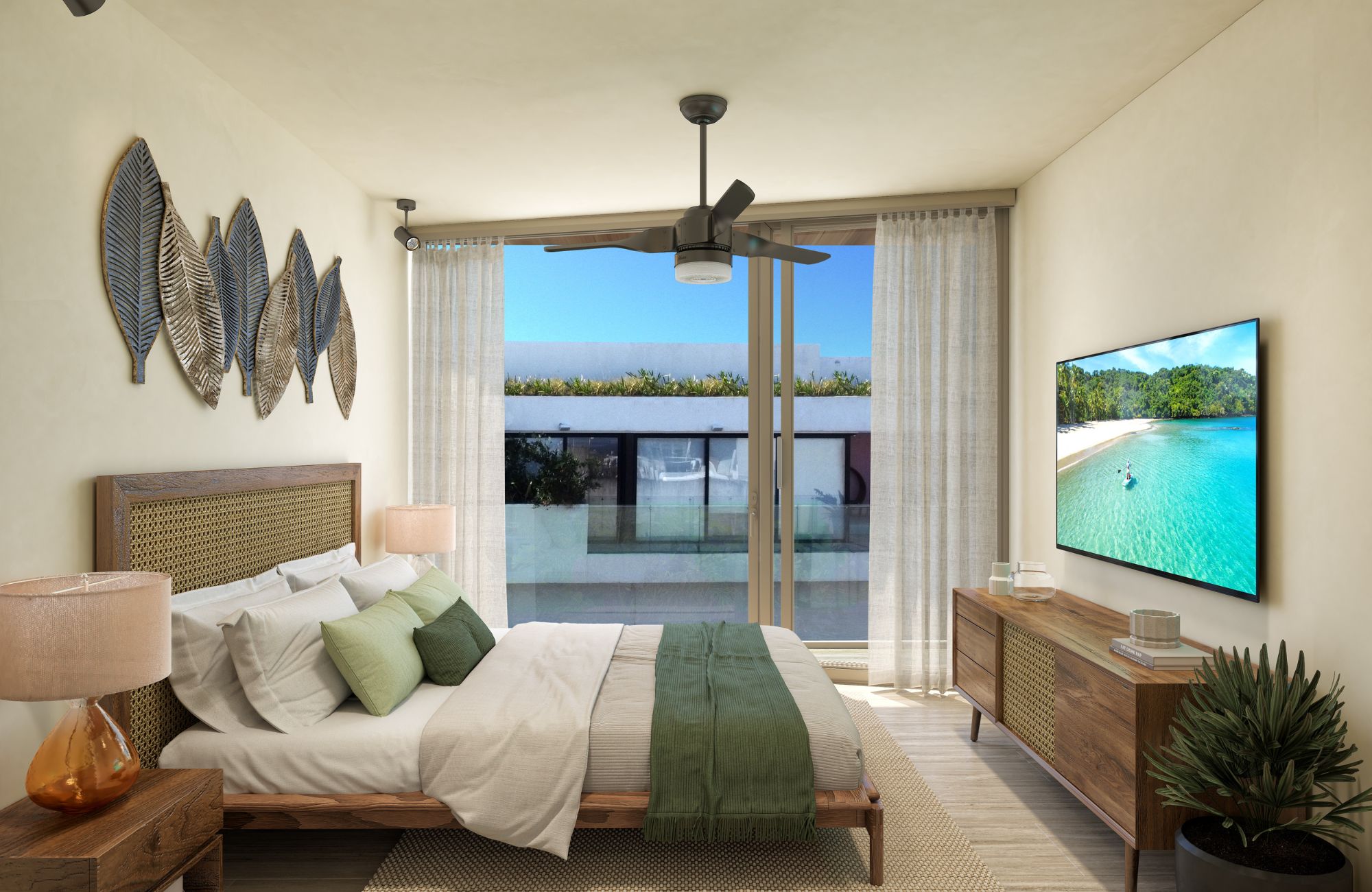 Departamento con terraza, vista al campo de golf, en venta Playa del Carmen.