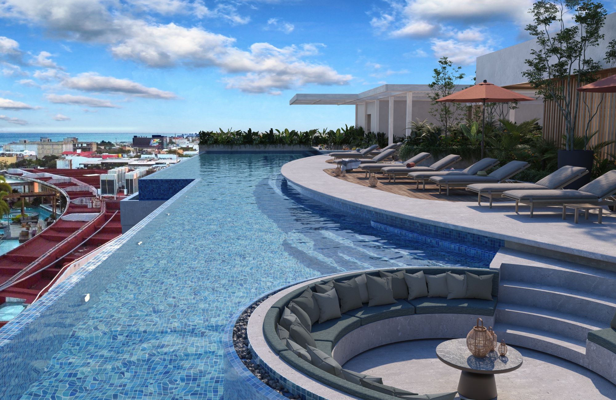 Departamento dos niveles, terraza con acceso a la alberca, Awa Playacar, PDC&nbsp;