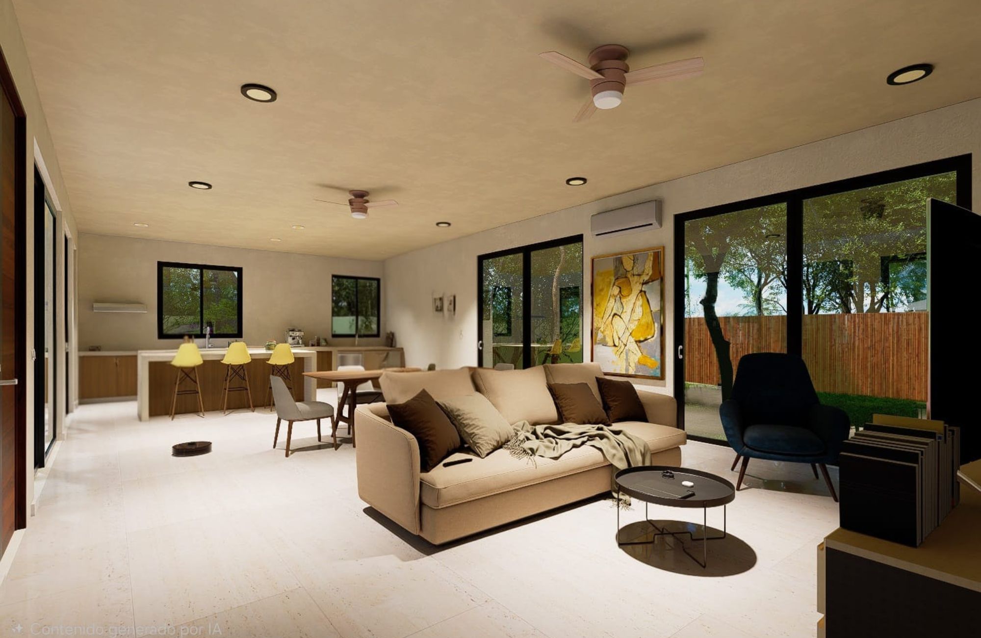Luxury house with private pool, Green views, clubhouse with sports fields, in gated community Aqua, Cancun, for sale.