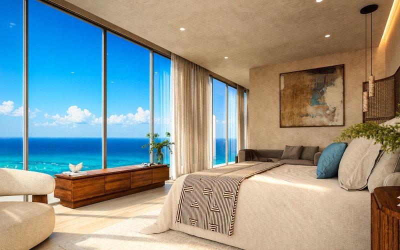 Beachfront condominium with swimming pool and ocean-view restaurant for sale