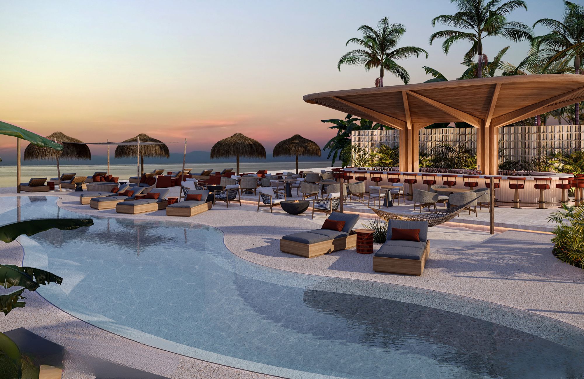 High rise condominium, with triple terrace, service room, TV room, with beach club, golf course, for sale, Corasol, Playa del Carmen, pre-co