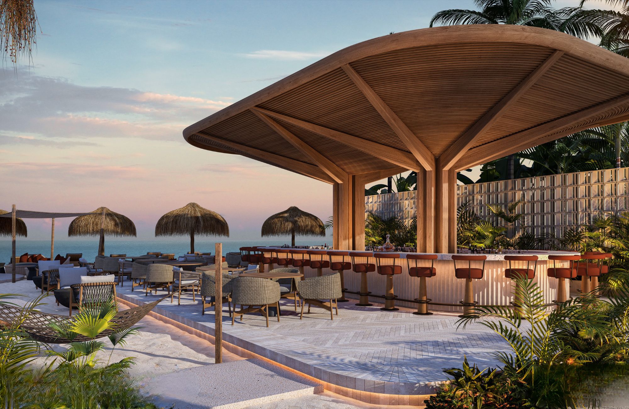 Oceanview terrace with private jacuzzi, spa, beach club, + amenities, in Residential with golf course, condo for sale.