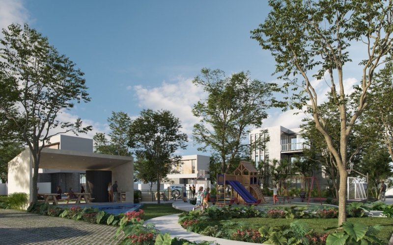 109 m&sup2; lot for sale with amenities including a swimming pool.