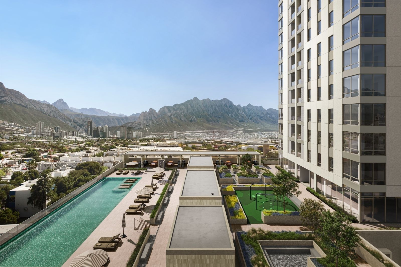 Condo with pool, golf simulator, and panoramic terraces, for sale