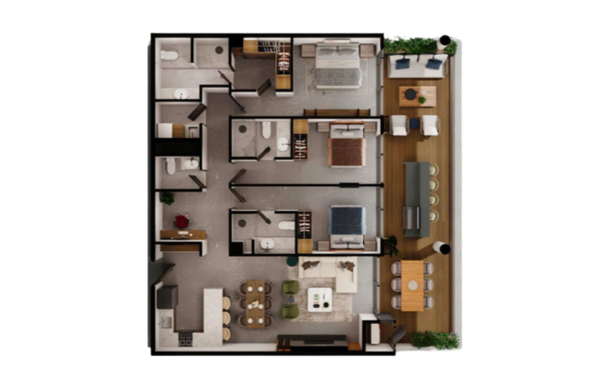 Contemporary condo with terrace, pool, and social areas, for sale