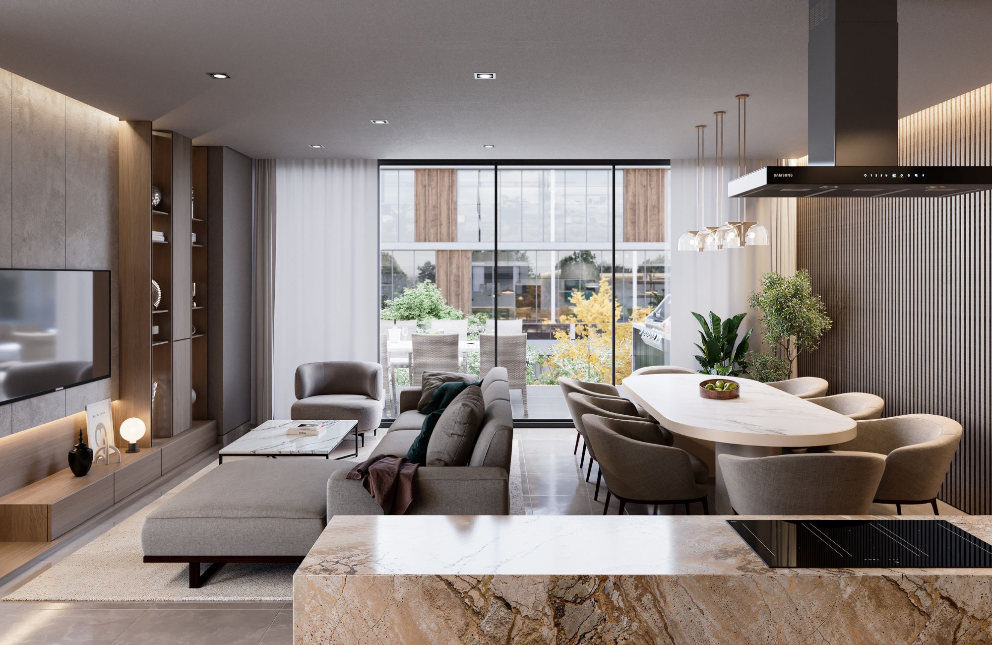 Contemporary condo with terrace, pool, and social areas, for sale