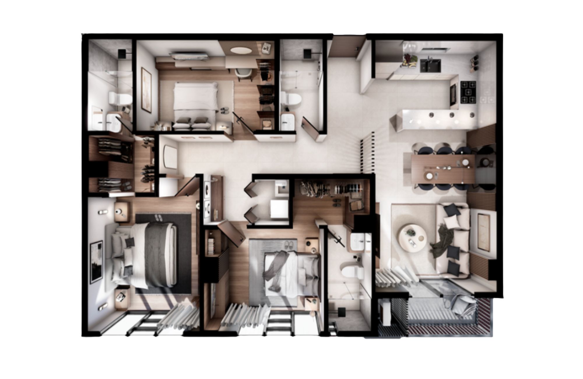 Penthouse with private balcony, pool, and coworking for sale
