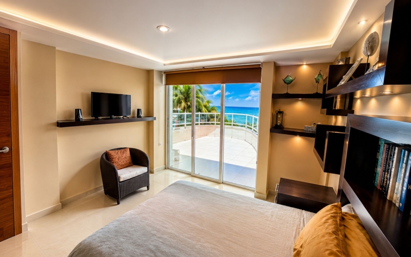 Departamento amueblado con vista al mar, muelle privado y amenidades, En venta