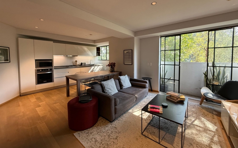 Furnished condo for sale with city views from the balcony