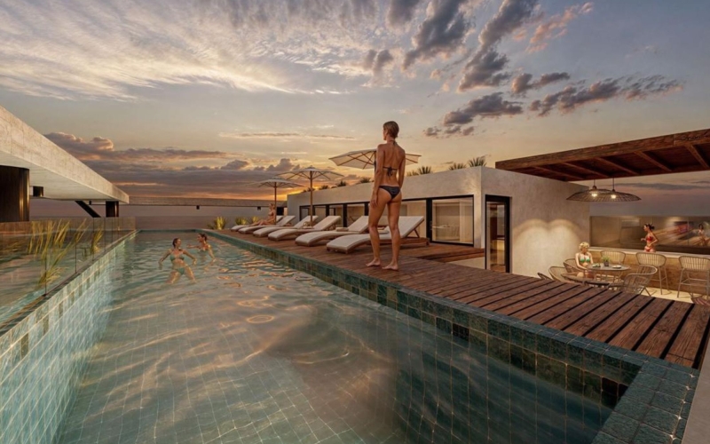 Fully equipped condo with rooftop pool and yoga area, for sale