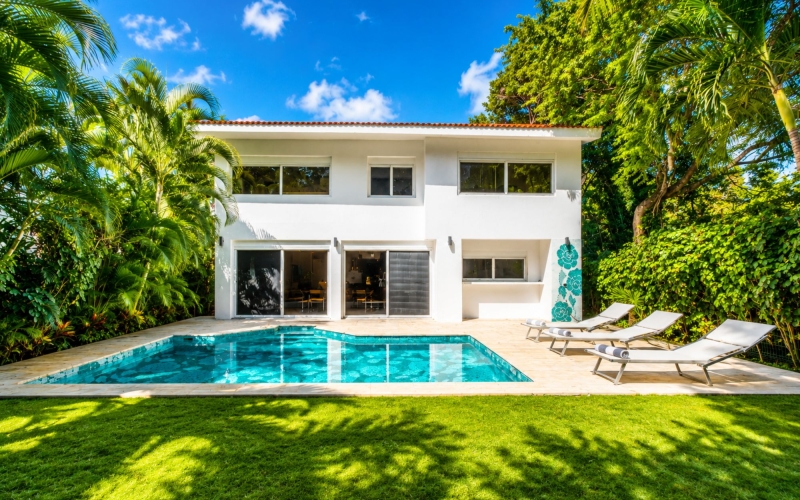 Luxury remodeled residence with a private jacuzzi, private pool, and garden, for sale.