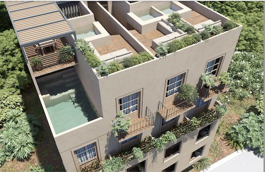 Bright loft with terrace, swimming pool, sun loungers, and umbrellas for sale
