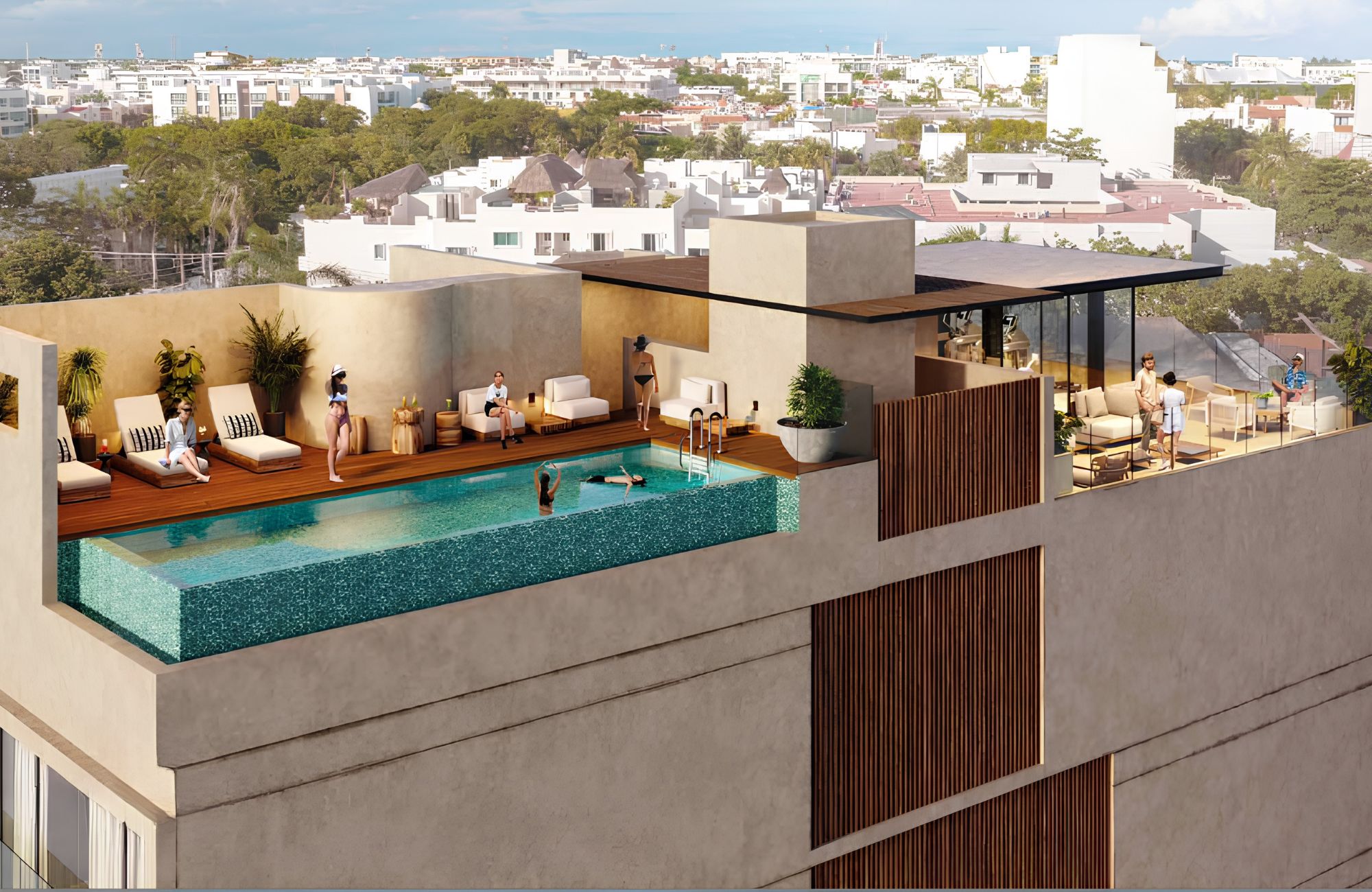 Condo with double terrace and jacuzzi for sale, Downtown, Playa del Carmen.