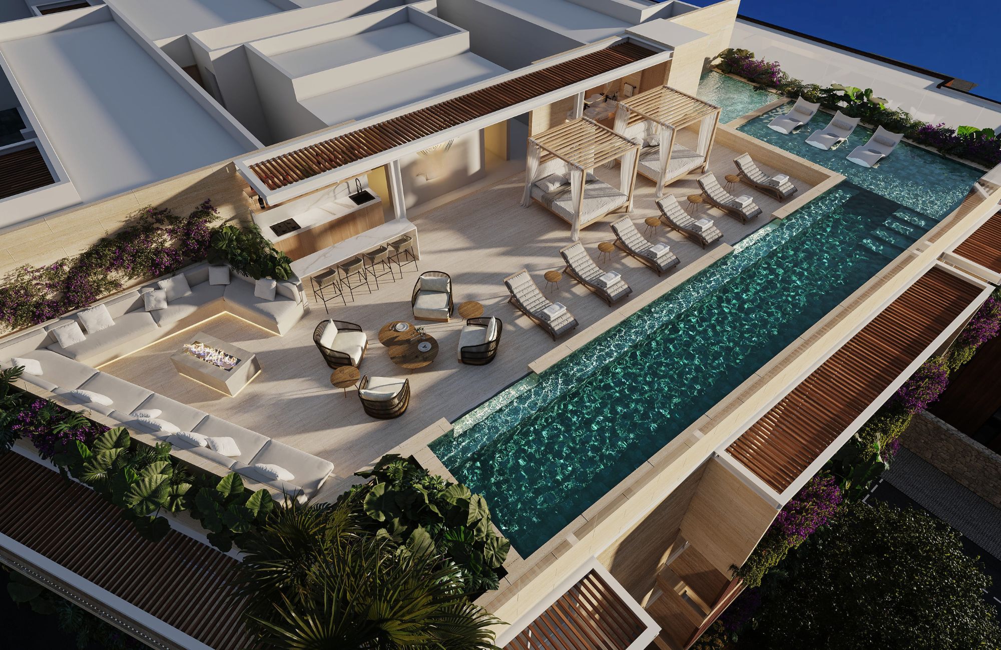 Apartment with pool, hammocks, outdoor cinema for sale Playa del Carmen