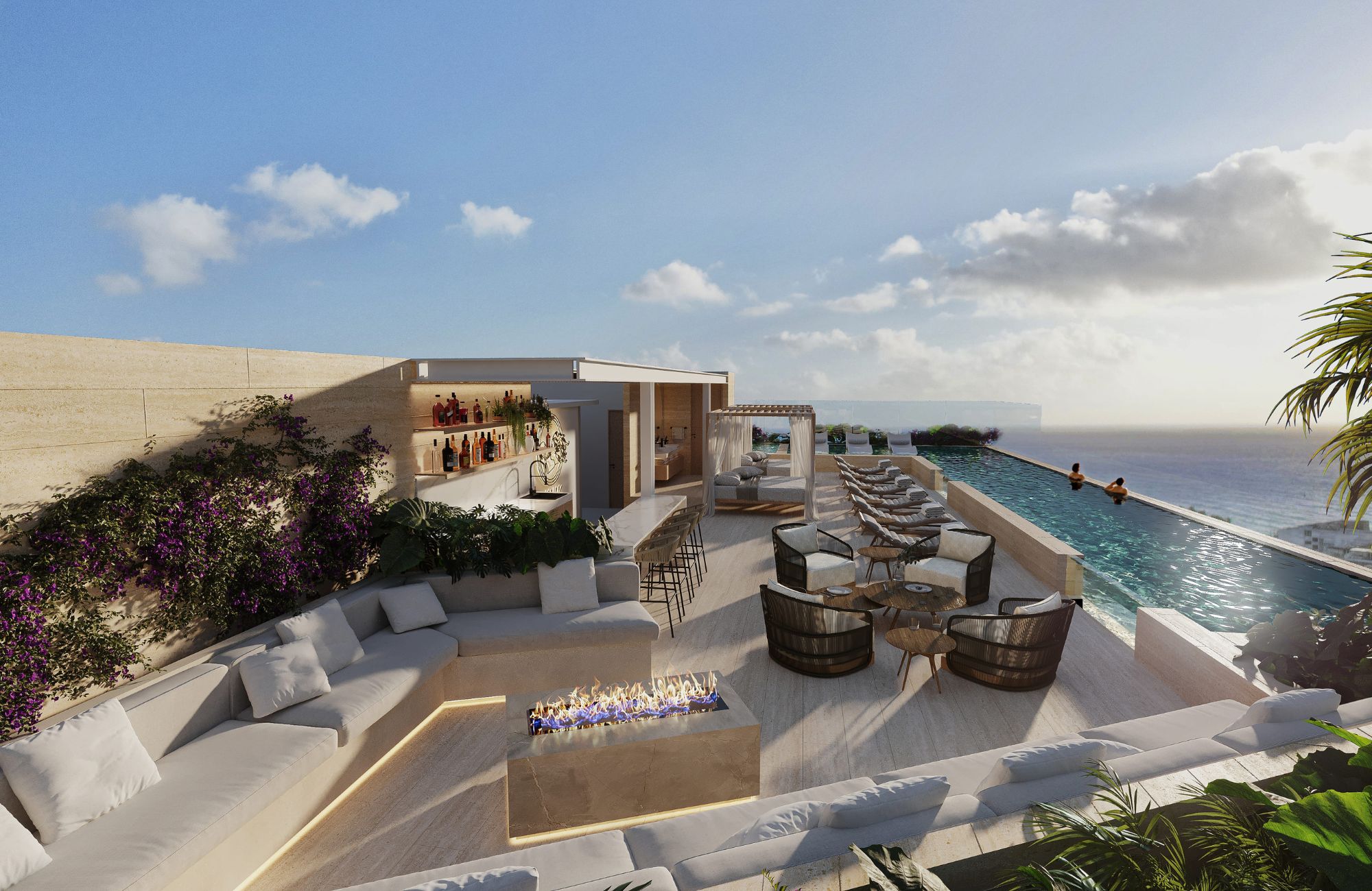 Apartment with pool, hammocks, outdoor cinema for sale Playa del Carmen
