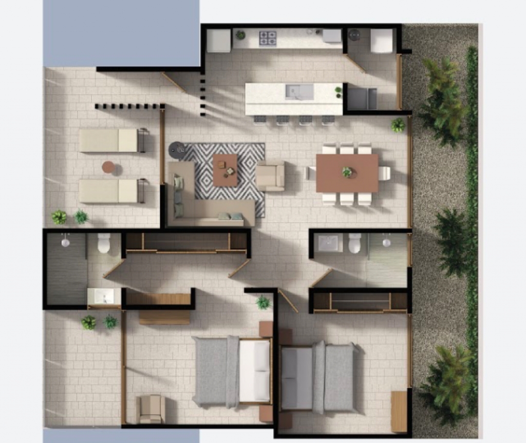 Condo with garden, private pool, gym, infinity pool, Aldea Zama, sale. Tulum.