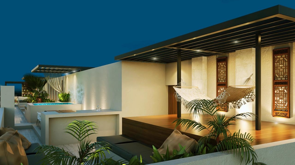 Condo with garden, private pool, gym, infinity pool, Aldea Zama, sale. Tulum.