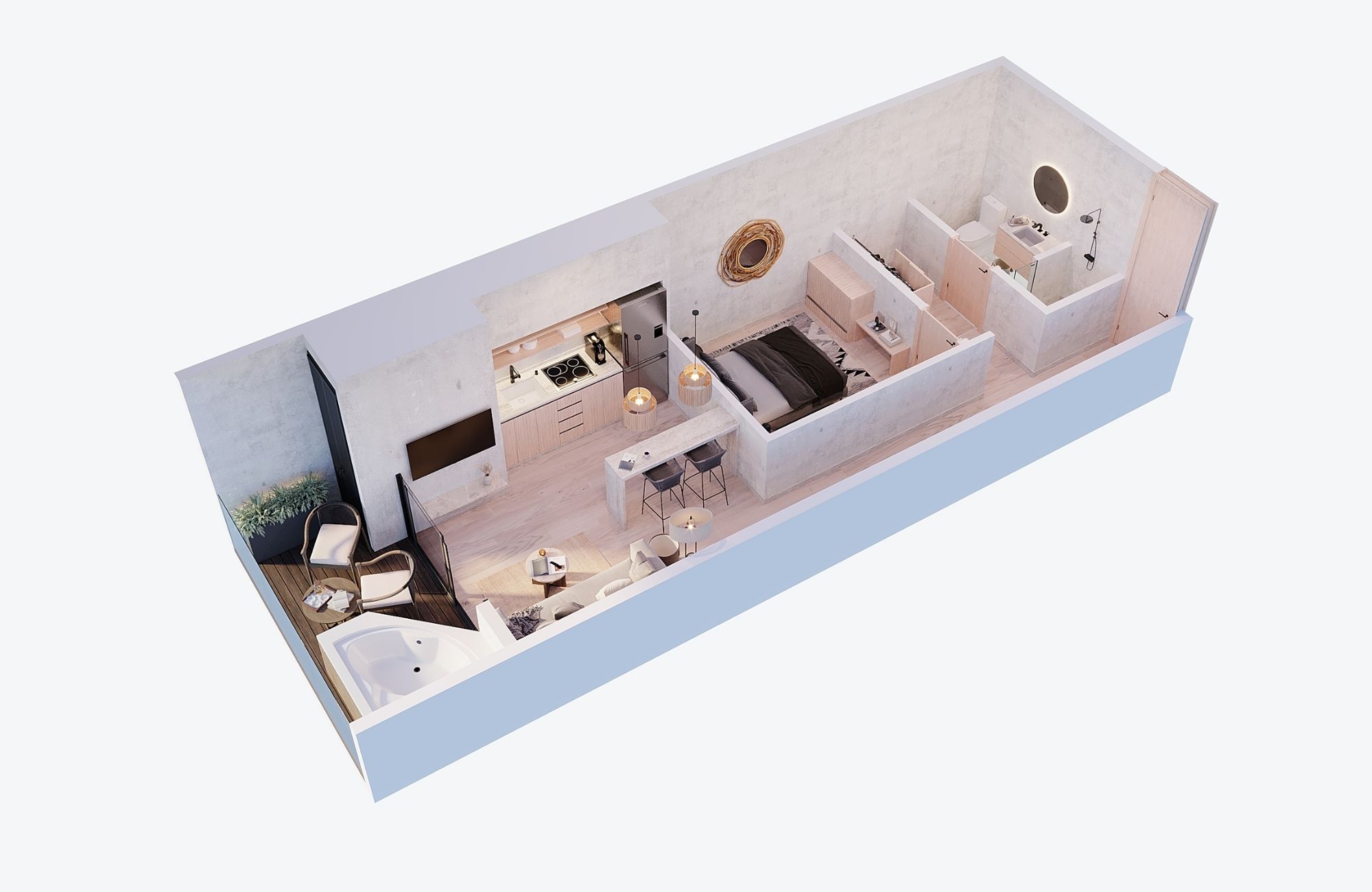Apartment with pool, hammocks, outdoor cinema for sale Playa del Carmen