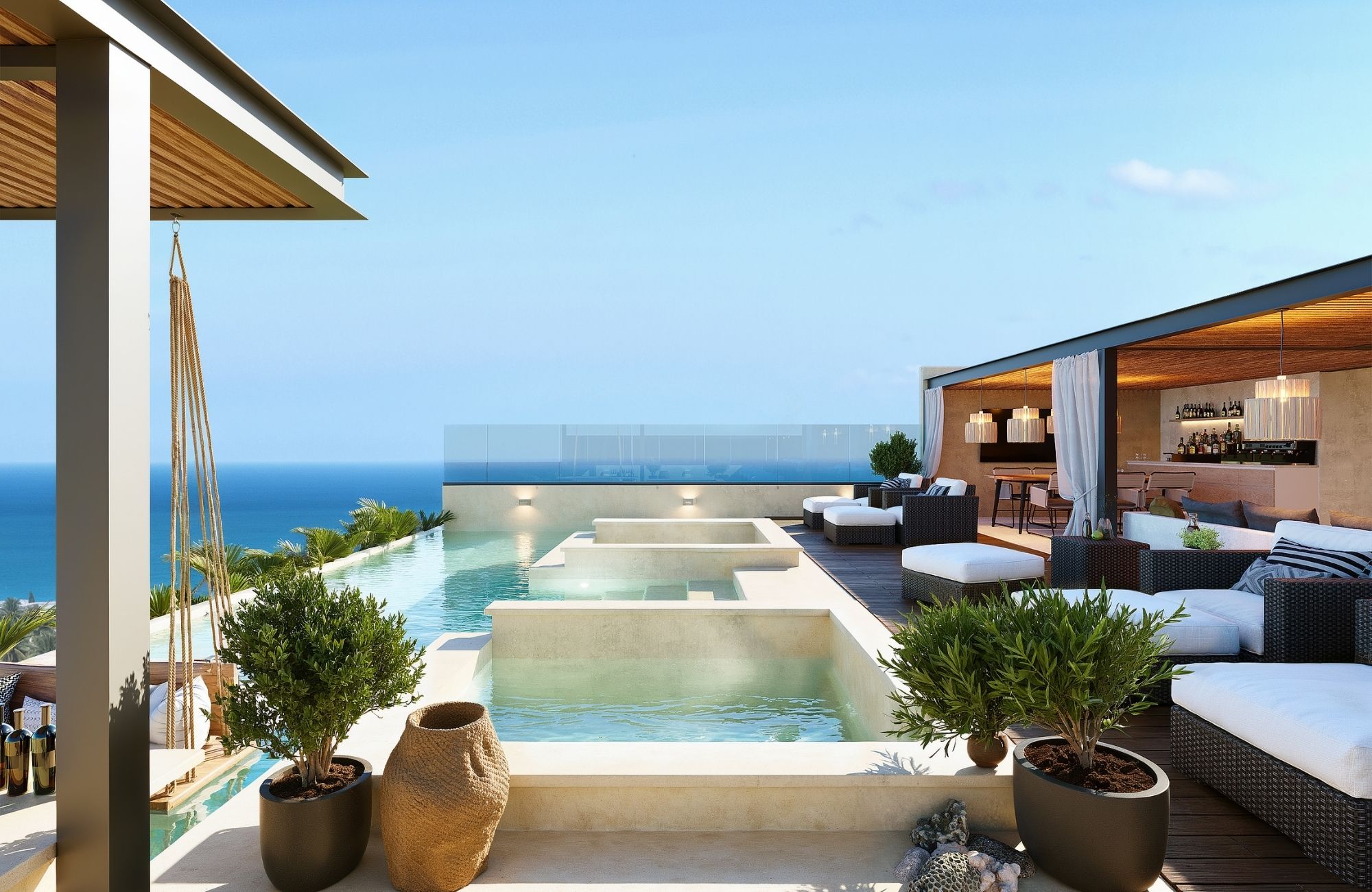 Apartment with pool, hammocks, outdoor cinema for sale Playa del Carmen