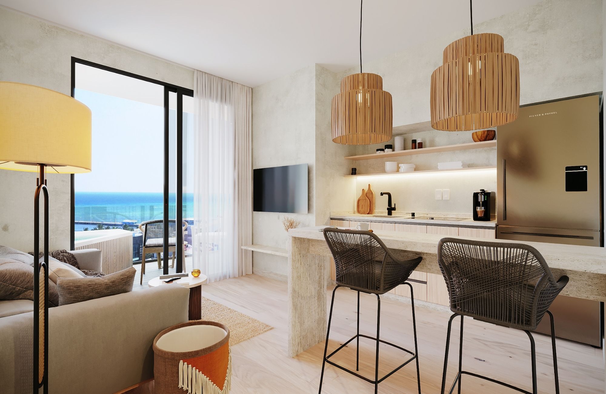 Apartment with pool, hammocks, outdoor cinema for sale Playa del Carmen
