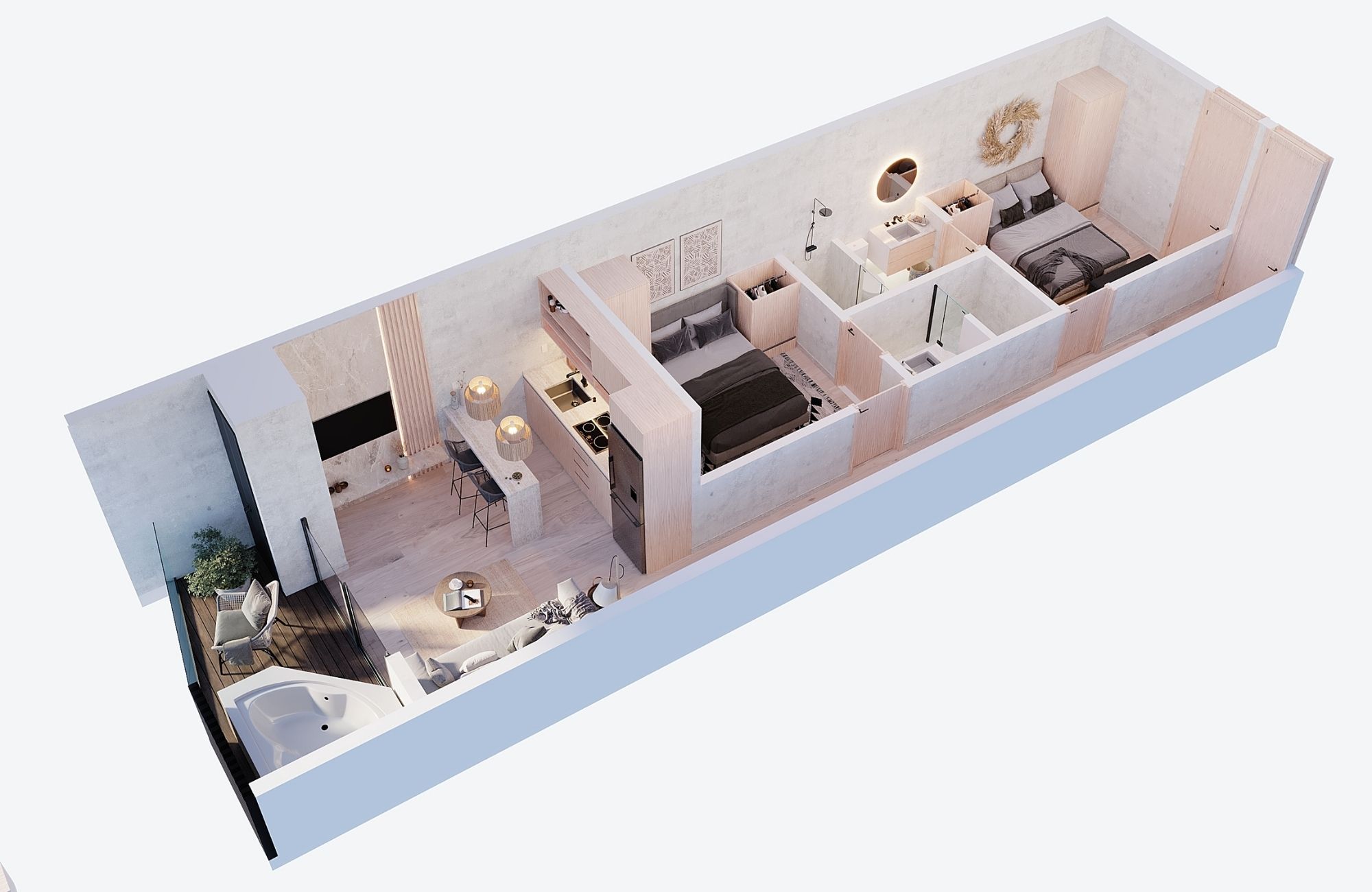 Apartment with terrace, golf course view, for sale in Playa del Carmen.