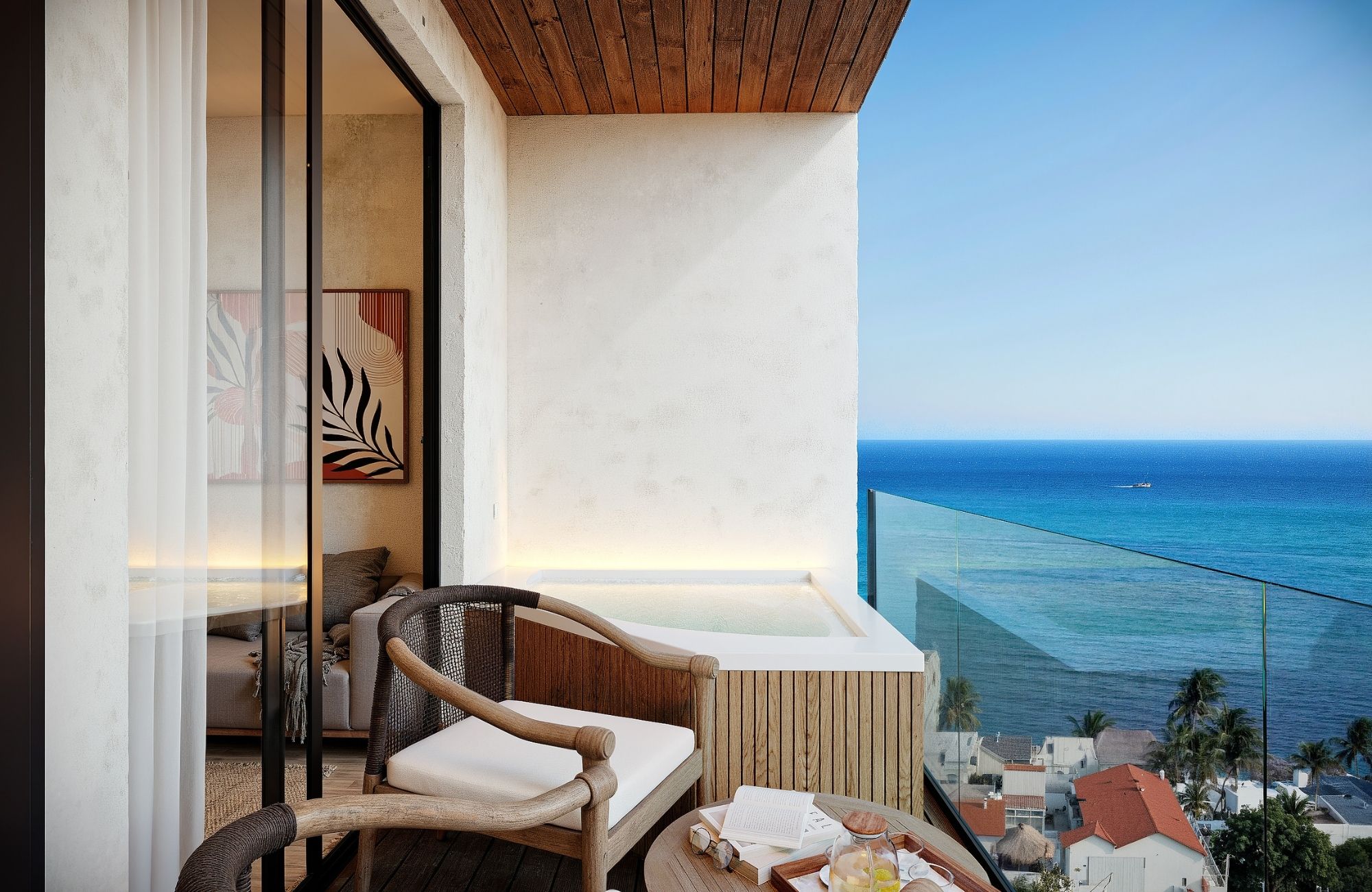 2 bedroom condo + studio, double height, with beach club, golf course &amp; exclusive amenities, for sale, Corasol, Playa del Carmen, pre-constr