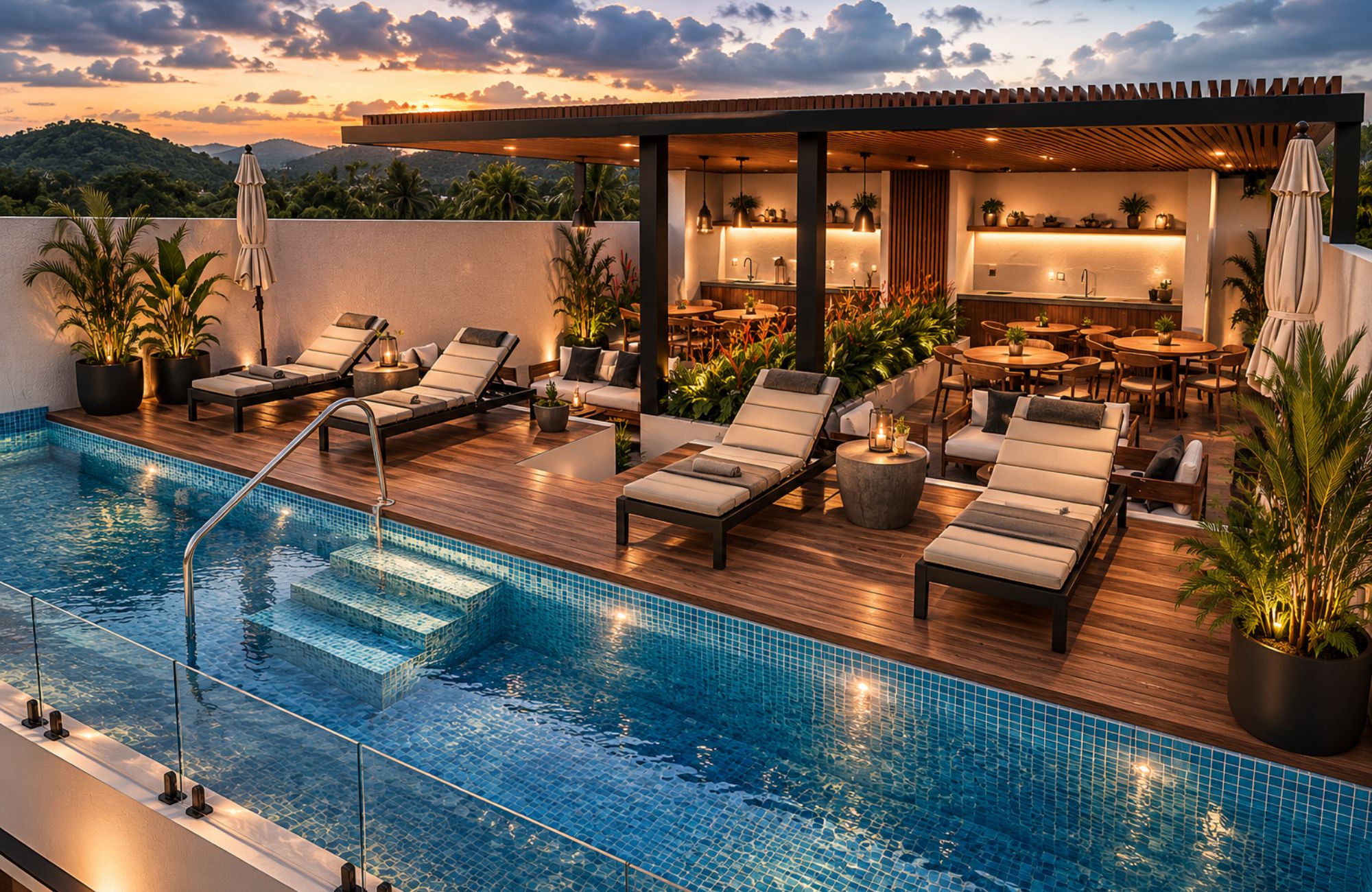 Apartment steps from the beach, pool, palapa, furnished, for sale Santa Cruz, Huatulco.