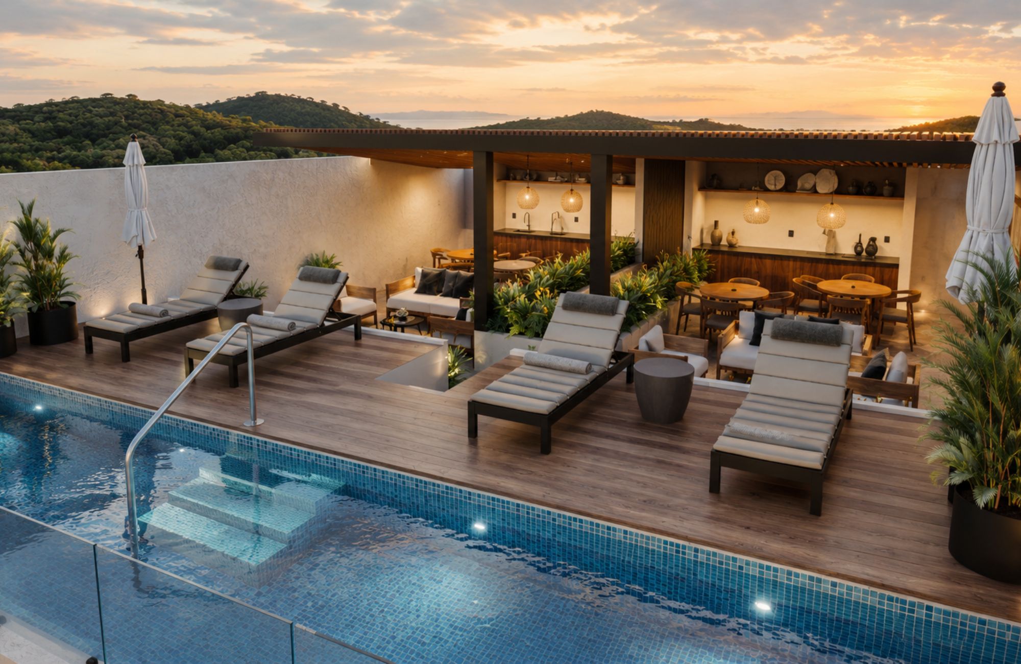 Apartment steps from the beach, pool, palapa, furnished, for sale Santa Cruz, Huatulco.