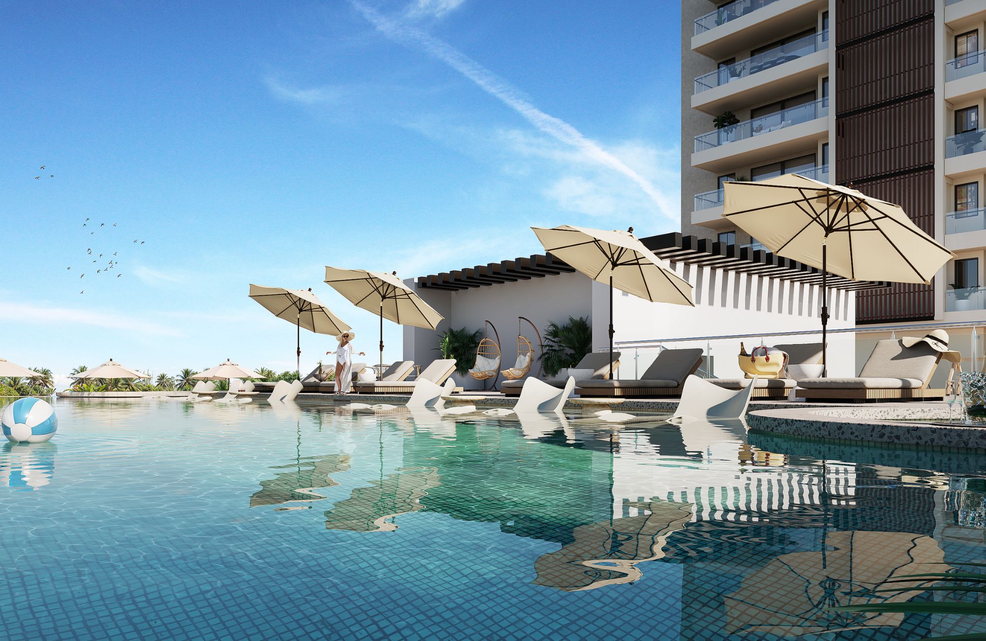 Departamento con den, alberca familiar, en venta, Parque Canc&uacute;n, Canc&uacute;n