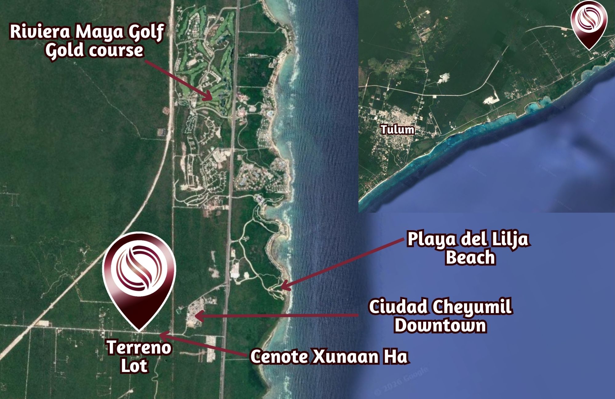 Single-family lot for sale with pools, cenote, movie theater, and green areas
