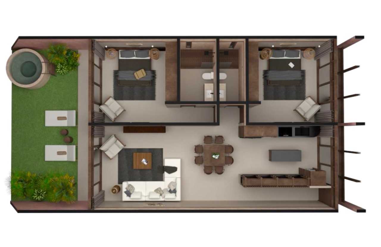 Rooftop with ocean view pool, 3 bedroom condo for sale in Cozumel