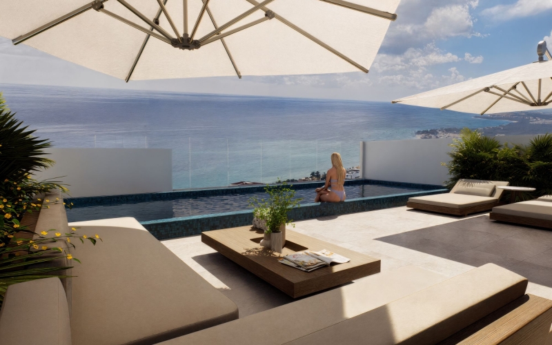 Studio for sale near the beach with oceanview pool, gym, BBQ area, sky bar