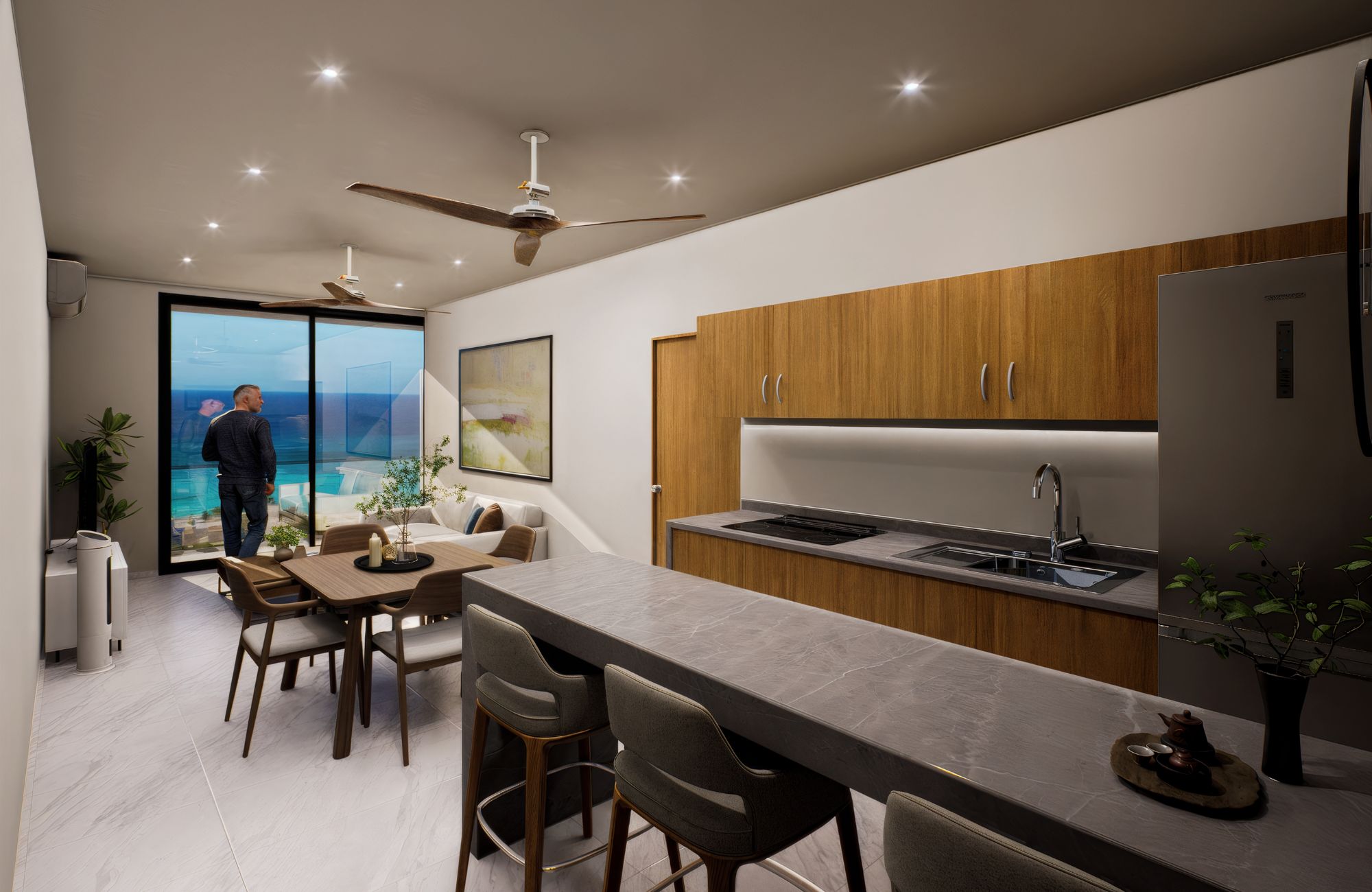 Furnished studio, ocean view from the rooftop, for sale