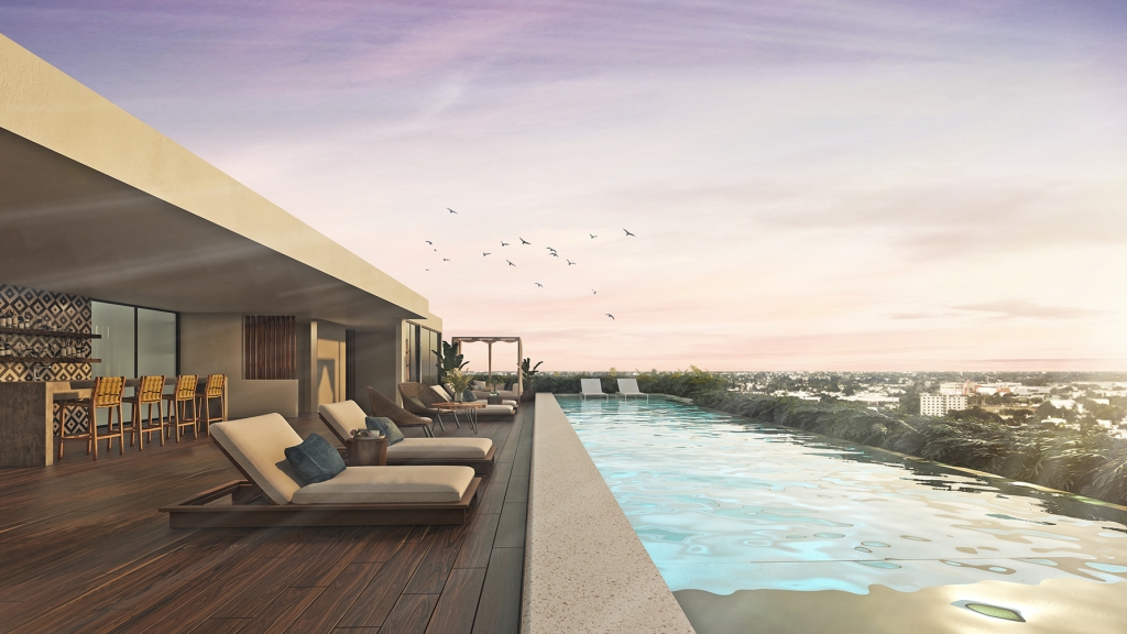 Departamento con alberca privada, gym, area de spa, pre-construccion, venta, Zona Centro, Playa del Carmen.