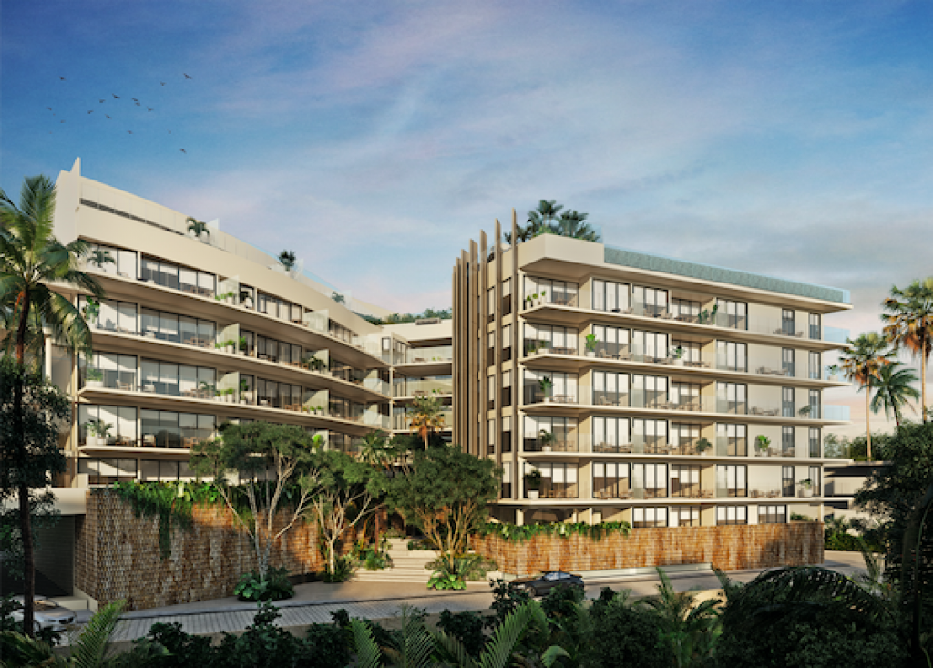 High rise condominium, with triple terrace, service room, TV room, with beach club, golf course, for sale, Corasol, Playa del Carmen, pre-co